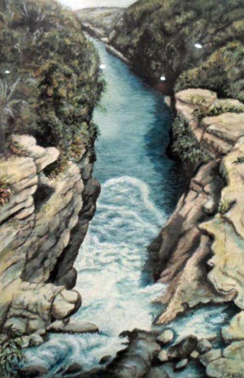 S Guzzi - Watercolor - River scene - Stunning realistic, bid now!!